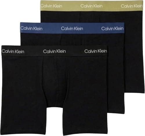 Image of Calvin Klein Men’s 3 Pack Stretch Boxer Briefs, Green (BLACK W GREEN BLOOM WB/BLACK W DA), L