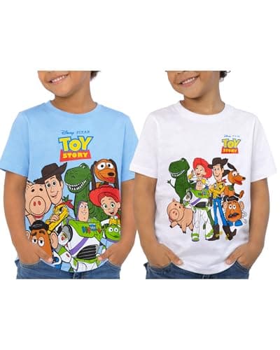 Image of Disney T-Shirt Pack of 2 | Lightning McQueen T-Shirt | Cars Boys T-Shirt | T-Shirts Pack of 2, Woody White/Light Blue Toy Story, 5-6