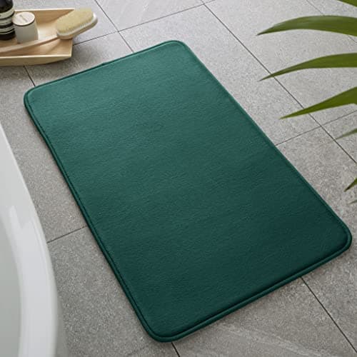 Image of Catherine Lansfield Bathroom Anti-Bacterial Memory Foam Bathmat Bath Mat Forest Green, Mats, One Size
