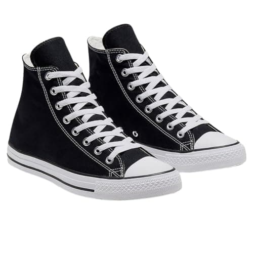 Image of Mens Slip On Lace Up High Top Canvas Summer Trainers Pumps Sneakers Men Casual Comfy Shoes 6-11 (Black, UK Footwear Size System, Adult, Men, Numeric, Medium, 8)