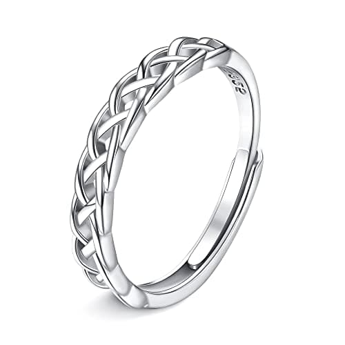 Image of JeweBella Adjustable 925 Sterling Silver Ring for Women Girls Eternity Celtic Knot Thumb Ring Wedding Engagement Promise Rings Mum Rings Mothers Day Gifts Anniversary Jewellery Gifts with Box