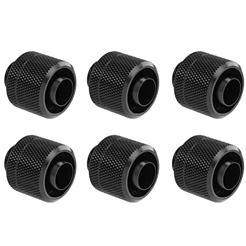 Image of dracaena.io 6 pack G1/4" thread to 3/8" ID, 5/8" OD Compression Fitting for Soft Tubing, Soft Tube Connectors for Computer Water Cooling System, Black