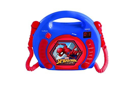 Image of Lexibook, Spider-Man, Portable CD player with Microphones, Music Player, Repeat and Programming, Karaoke, Headphones jack, Blue/red, RCDK100SP