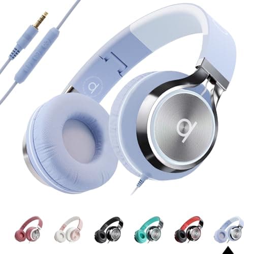 Image of ARTIX CL750 On-Ear Headphones Wired with Mic and Volume Control — Noise Isolating Corded Over Ear Headphones with Microphone for Laptop and Computer, Plug in Headset with Cord (Aux Jack 3.5mm)