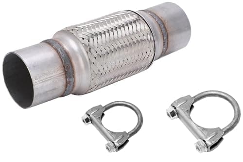Image of 70mm (2.75") ID x 200mm (8") Universal Stainless Steel Exhaust Flexi Pipe – Flexible Exhaust Repair Joint with Clamps | Car Exhaust Flex Pipe