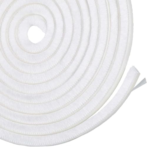 Image of Draft Excluder for Doors, Draught Excluder for Windows, 9 mm(W) x 5mm(T) x 5 Meters(L) Self-Adhesive Brush Seal Strip Air Stopper for Door, Window, White