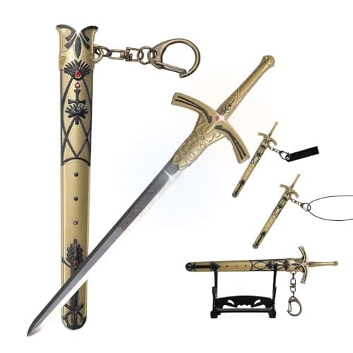 Image of GT05.GD/BK 5-Inch Mini Sword Letter Opener, Stainless Steel Envelope Slitter with Display Stand, Envelope Opener, Keychain, Desk Decor, Gift for Men