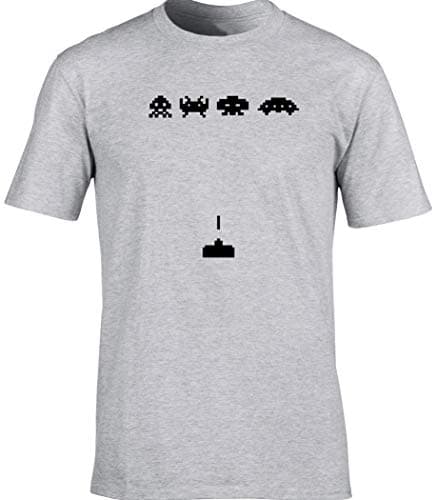 Image of Hippowarehouse Space Invaders Unisex Short Sleeve t-Shirt (Specific Size Guide in Description) Grey