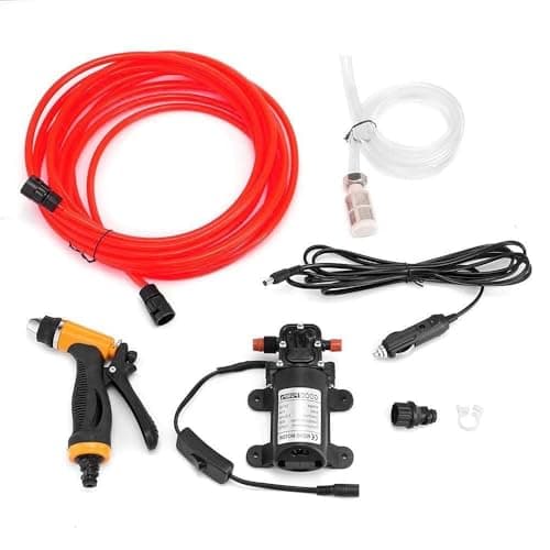 Image of CROWNSHOP 12V Car Washer Portable Water Pump Kit Sprayer Cleaner Hose Van High Pressure for Car Home Garden Wash