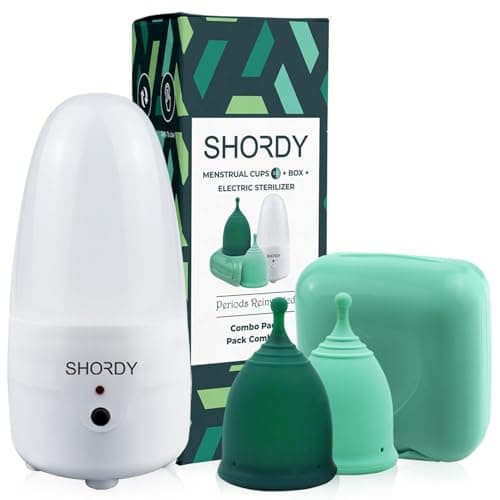 Image of SHORDY Menstrual Cup and Steam Sterilizer for Beginners Kit, Set of 2 Period Cups (Small & Large), Electric Steam Sterilizer and Easy to Use Manual Heavy Flow, Tampons, Pads & Disc Alternative