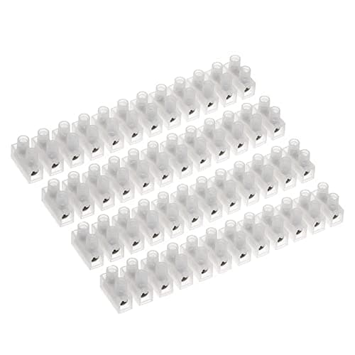 Image of AUKENIEN 3A Electrical Connector Blocks 3 Amp 12 Way White Terminal Block Strip Electric Wire Connectors Choc Blocks Connecting for Wiring Cable (Pack of 4)