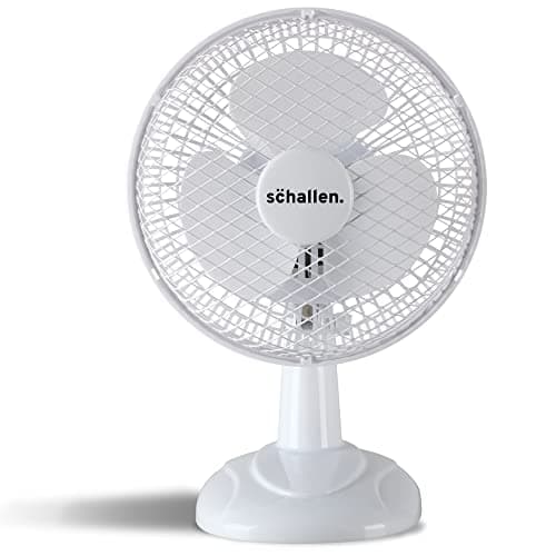 Image of Schallen 6" Small Electric Modern Portable Air Cooling Fan with Tilt Feature for PC, Worktop, Desk, Office, Home & Travel Use (White)
