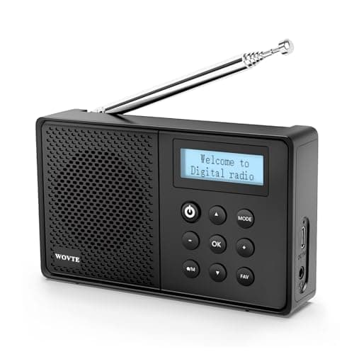 Image of WOVTE DAB+ Digital Radio - Portable, Rechargeable & Mains Powered with Bluetooth, 40 Presets, LED Display, Alarm Clock, Sleep Timer & Headphone Socket