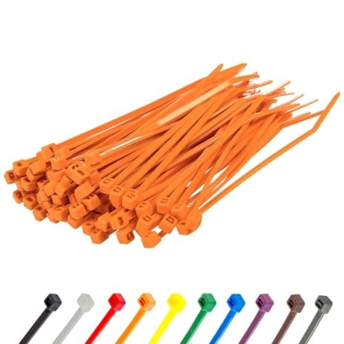 Image of Gocableties Orange Cable Ties, 200mm x 2.5mm, Pack of 100, 8” Premium Nylon Zip Ties, Multi-Purpose Plastic Tie Wraps, Secure Self-Locking Mechanism, for Home, Garden, Office and DIY