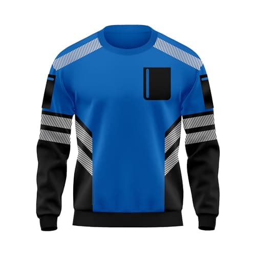 Image of TORO ACTIVA Mens Hi Vis Pullover Zipped Pockets Crew Neck Sweatshirt Safety Work Wear Reflective Tape High Visibility Security Top S-2XL Black Blue
