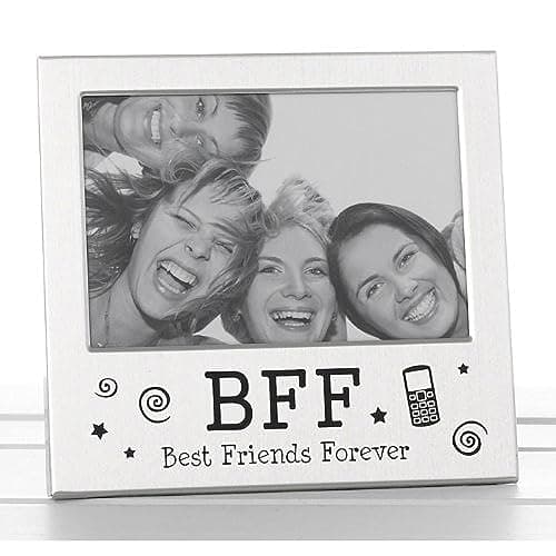 Image of Shudehill Giftware Best Friends Forever BFF Photo Picture Frame Satin Silver Finish Lovely Gift, 14x13.5cm JDBFF