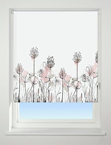 Image of UNIVERSAL Floral Border Patterned Thermal Blackout Roller Blind, Pink, W60cm