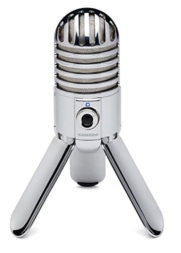Image of Samson Meteor Mic - Portable USB Studio Quality Condenser Microphone - High Performance, General Purpose/Podcast/Gaming/Music Recording Microphone, 16-bit, 44.1/48kHz resolution, Silver Chrome