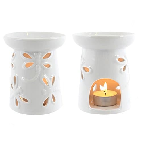 Image of Jones Home and Gift Dragonfly Oil Burner - white glazed,
