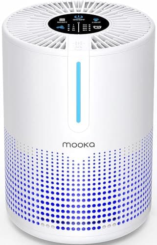 Image of Air Purifiers for Bedroom Home, MOOKA H13 HEPA Filter Small Portable Air Purifier with USB Cable for Smokers Pollen Pets Dust Odors Office Car 300 Sq.Ft, Desktop Air Cleaner, Fragrance Sponge, M01