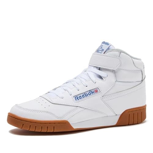 Image of Reebok EX-O-FIT HI High Top Basketball Shoes for Men, Retro Men's Sneakers, Footwear White/Blue/Gum, 9