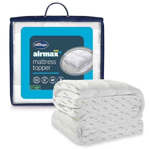 Image of Silentnight Airmax 1000 King Mattress Topper - Extra Thick Deep Fitted Mattress Enhancer with 10cm Thick Cushioning, Mesh Sides to Increase Airflow and Elasticated Straps - King - 200x150cm