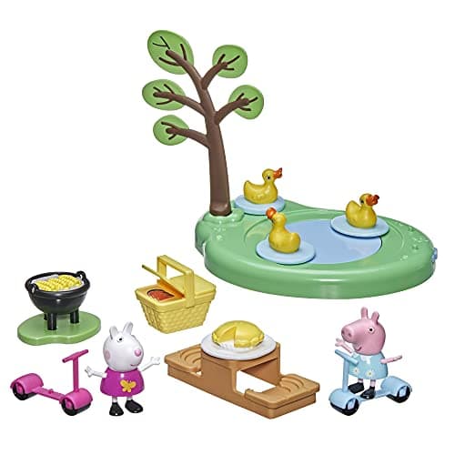 Image of Peppa Pig Peppa's Adventures Peppa's Picnic Playset, Preschool Toy With 2 Figures and 8 Accessories, for Ages 3 and Up, Multicolor, (F2516)