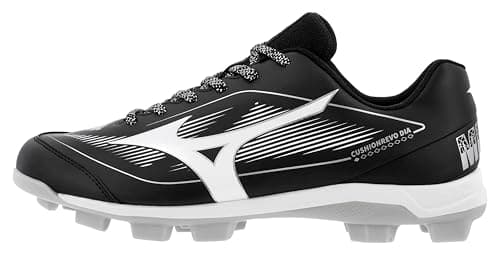 Image of Mizuno Men's Cushionrevo Diamond TPU Spike Baseball Cleat, Black/White, 11 UK