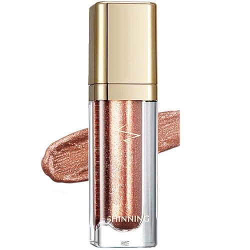 Image of Metallic Liquid Glitter Eyeshadow - Long Lasting Waterproof Matte Shimmer - Highly Pigmented Sparkly Eye Shadow - Easy to Blend - with Eyeliner Pen - Glamorous Rose gold(16#)
