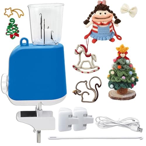 Image of Vurlexat French Knitting Machine, Electric I-Cord Knitting Wool Kit, Automatic Mill i-Cord Knitter Swift Knit Wool for DIY Crochet Craft Projects for Adults & Children(Blue)