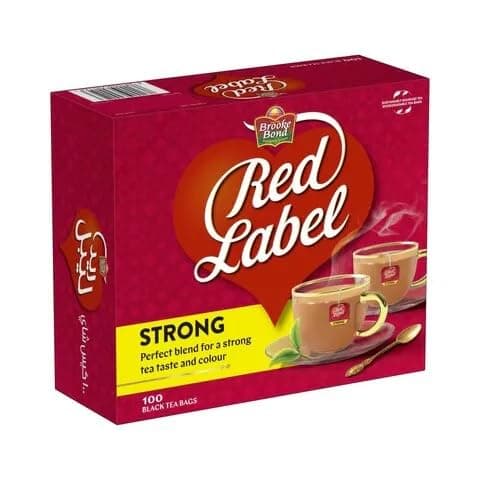Image of Brooke Bond Red Label Tea 100 Black Teabags (200g) | Rich & Aromatic Black Tea for a Refreshing Brew | Strong Flavor & Premium Quality (Pack of 1)