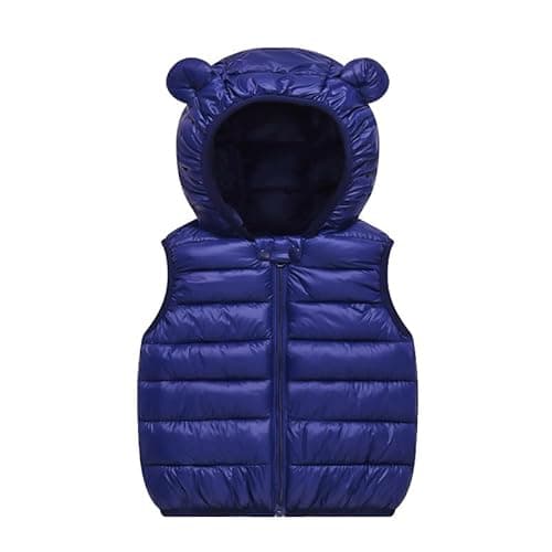 Image of JiAmy Kids Gilet, Boys Girls Bodywarmer, Lightweight Hooded Puffer Vest for Navy bluefor 3-4 Years