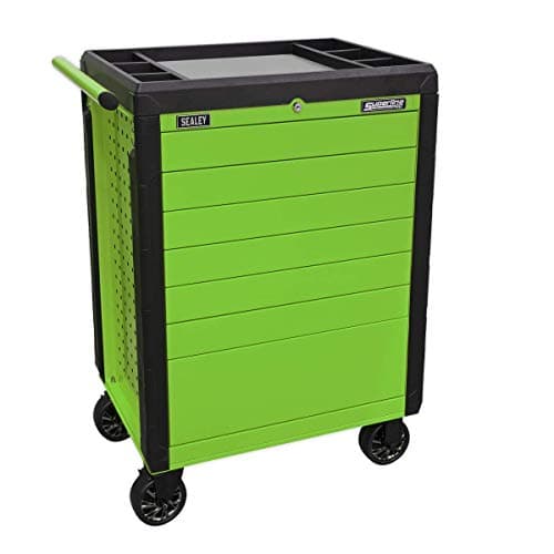 Image of Sealey 7 Drawer Push-To-Open Rollcab/Tool Chest on Wheels - Green - APPD7G