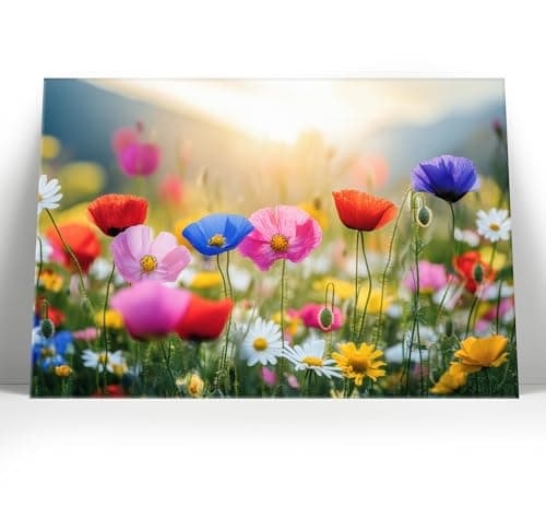 Image of Summer Flower Meadow Canvas Wall Art | Floral Home Decor | Framed or Unframed Print (16x10inch Framed Canvas)