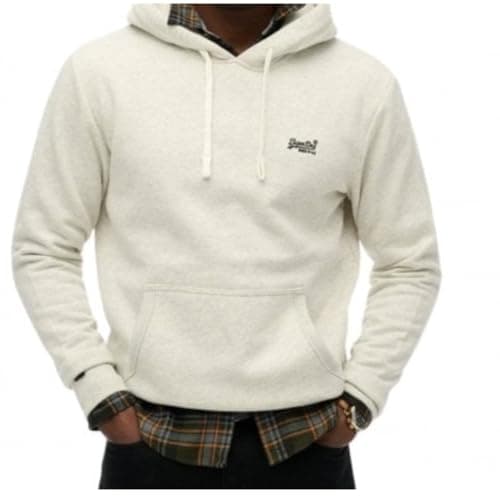 Image of Superdry Men's Essential Logo Classic Hood Sweater, Straw Grey Marl, M