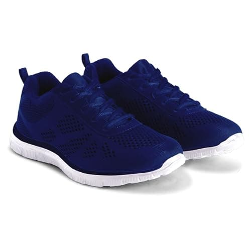 Image of Get Fit Men’s Lace-Up Running Trainers - Lightweight Breathable Mesh Sports Shoes with Cushioned Sole - Comfortable Athletic Sneakers for Gym, Jogging & Everyday Wear - Navy - 13