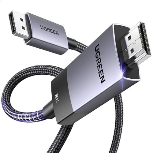 Image of UGREEN Uni-Directional DisplayPort to HDMI Cable Braided 8K@60Hz, 4K@120Hz, 2K@240Hz DP 1.4 to HDMI 2.1 Male to Male Support 3D/HDCP 2.3/Active HDR Multi-Screen for Monitor Projector Laptop (2M)