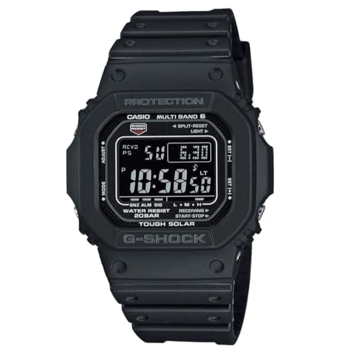 Image of Casio G-Shock Solar Powered Radio Controlled Watch with Digital Display, Black Resin Case, Black Strap, 200 Metres Water Resistance, 43 mm, GW-M5610U-1BER