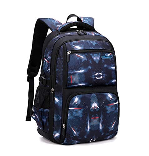 Image of Galaxy-Print School-Bag Backpack for Boys Middle-School Elementary Bookbag, Dark Blue-outer Space, Backpack, Laptop