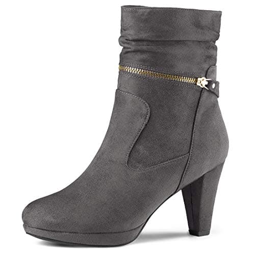 Image of Allegra K Women's Ankle Zip Platform High Heel Mid Calf Boots Grey 5.5 UK/Label Size 8 US