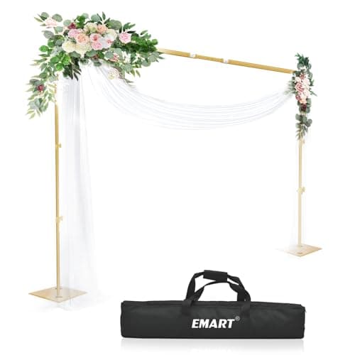 Image of EMART Heavy Duty Backdrop Stand, 2.1mx3m/7x10 ft Adjustable Background Support System Kit with Steel Base for Photography, Photo Video Studio, Birthday Parties - Gold