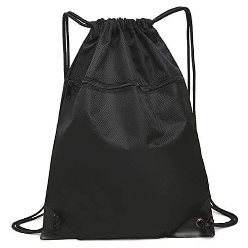 Image of AidShunn Drawstring Gym Bag, Sport Large Capacity PE Bag with Outside Zipper Waterproof String Swim Backpack for Men & Women Boys Girls for Sports School Beach Holidays Swimming Travel Yoga
