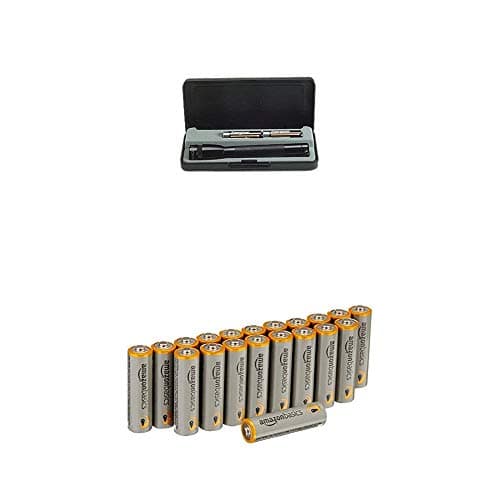 Image of Maglite Boxed Mini Mag AA Torch - Black with Amazon Basics Batteries