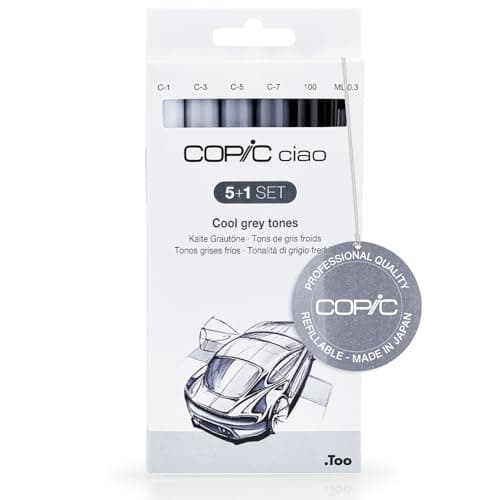 Image of COPIC Ciao Coloured Marker Pen - 5+1 Set Grey Tones, For Art & Crafts, Colouring, Graphics, Highlighter, Design, Anime, Professional & Beginners, Art Supplies & Colouring Books