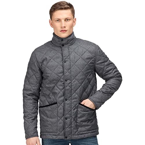 Image of Regatta Londyn Men's Diamond Pattern Quilted Warm Jacket, Gey, M UK