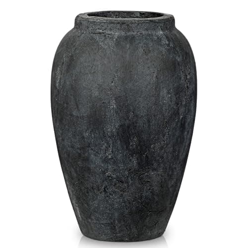 Image of Oairse Handmade Flower Vase 27CM Tall Terracotta Vase, Vintage Ceramic Vases for Flowers Rustic Antique Vases Décor Wide Mouth Matte Finish for Home Office Resto Café Decoration