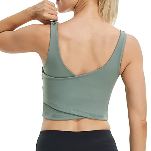 Image of JOJOANS Women Seamless Sports Bra,Green Wireless Padded Bra,Comfort Gym Bra Vest Crop Top for Fitness Workout Running Yoga Tank Tops(Green,XL)