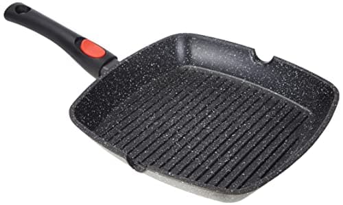 Image of KAMBERG – 0008029 – Grill Pan 28 x 28 cm – Removable Handle – Cast Aluminium – Stone Effect Coating – Suitable for All Hobs Including Induction – PFOA-Free