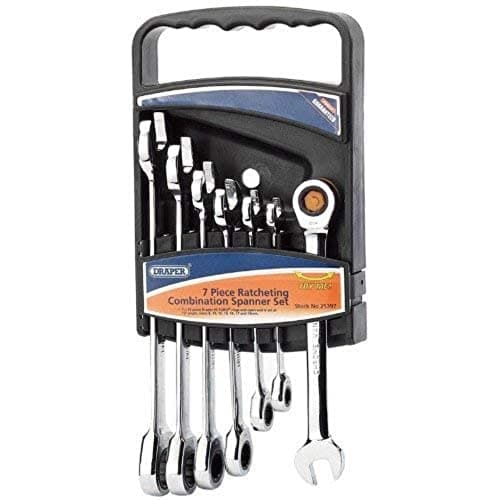 Image of Draper 25397 7 Piece Draper Hi-Torq Metric Ratcheting Combination Spanner Set