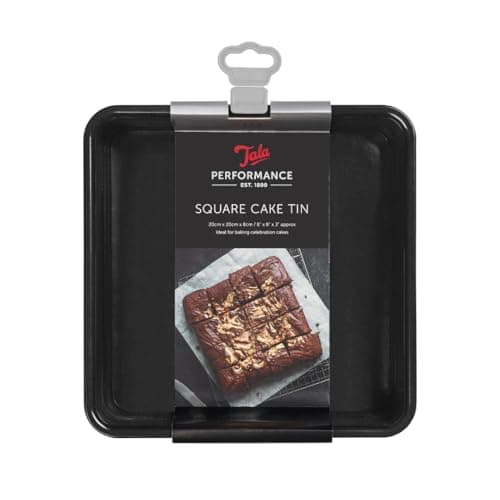 Image of Tala Performance, Loose Base Square Cake Tin, Professional Gauge Carbon Steel with Eclipse Non-Stick Coating, 21.9x21.9x7.5 cm Cake Pan; Cake Pan, Ideal for Bakes and Celebration Cakes
